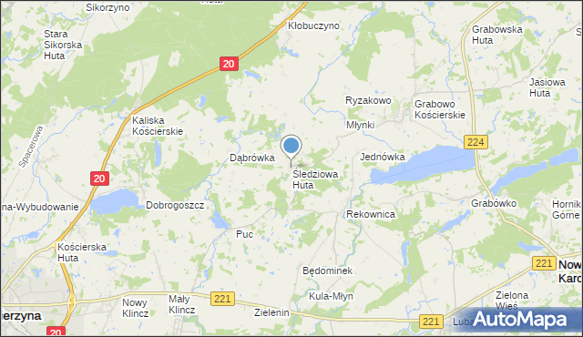 mapa Śledziowa Huta, Śledziowa Huta na mapie Targeo